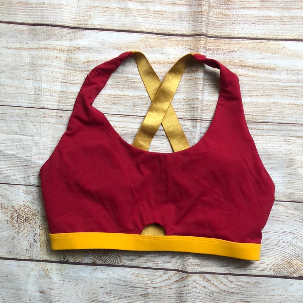 Stylish Red and Gold Women's Sports Bra